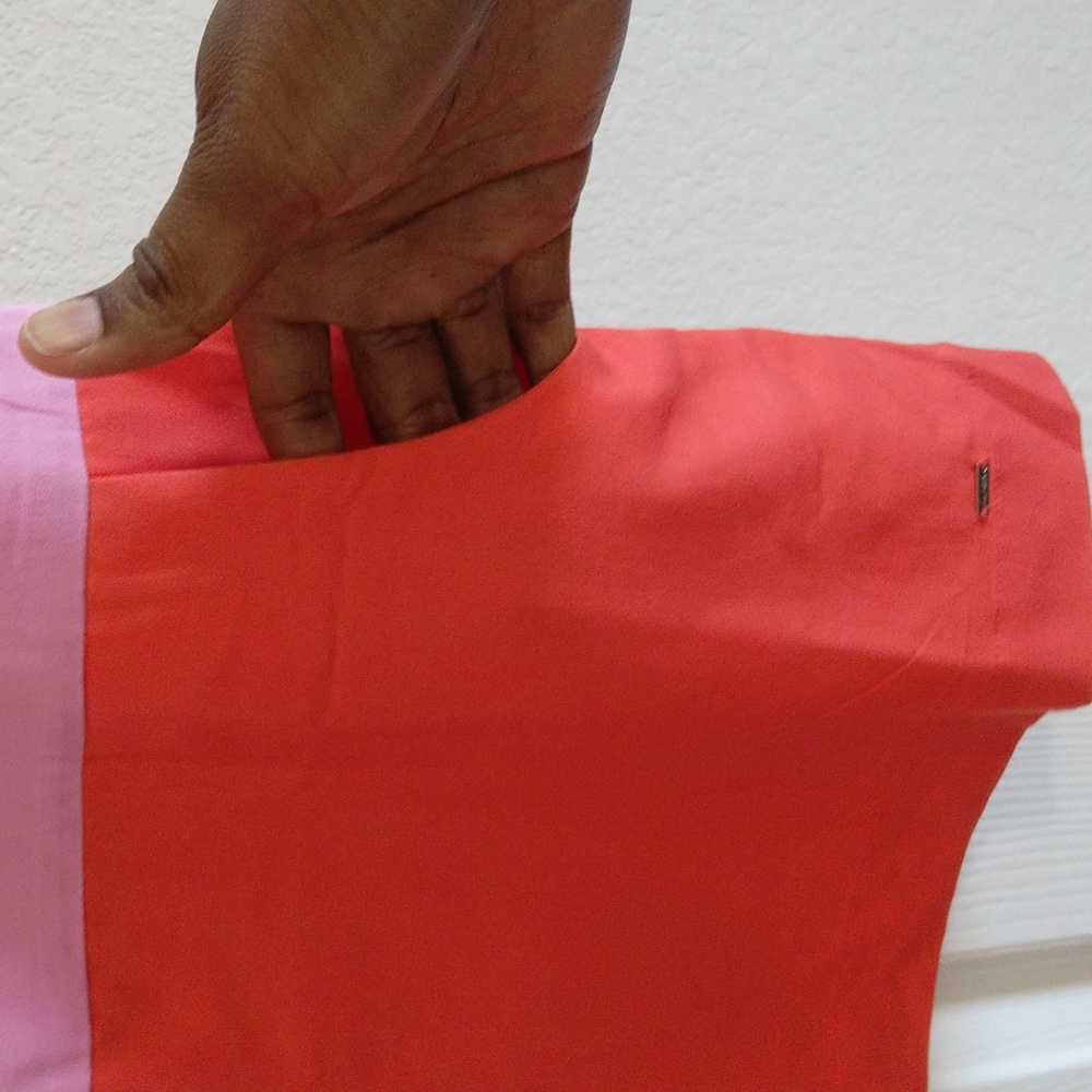 Tommy Hilfiger girl's sleeveless color block pink & orange shift party dress - Picture 5 of 12